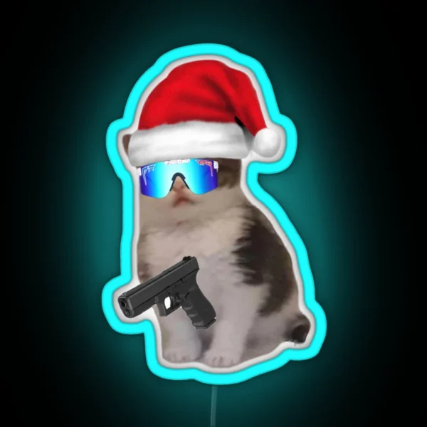 Christmas Gat Cat RGB Neon Sign