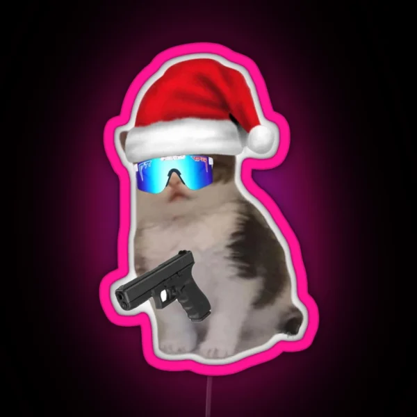 Christmas Gat Cat RGB Neon Sign