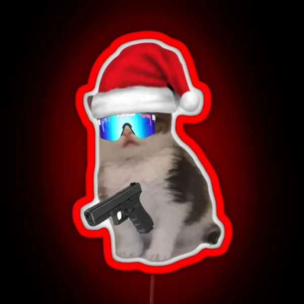 Christmas Gat Cat RGB Neon Sign