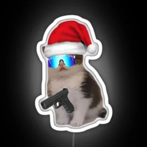 Christmas Gat Cat RGB Neon Sign