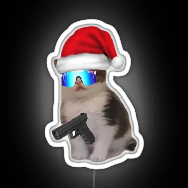 Christmas Gat Cat RGB Neon Sign