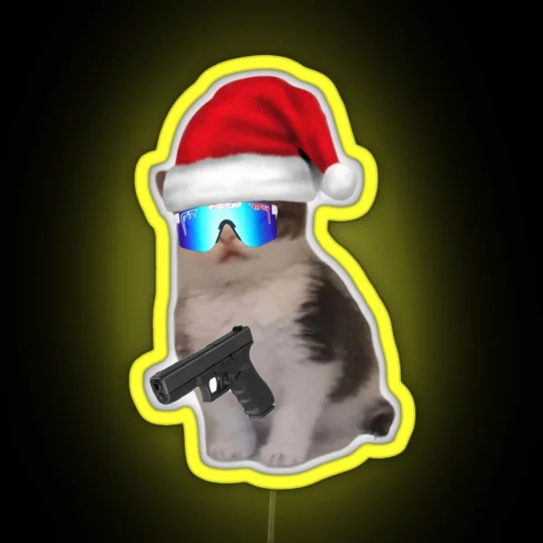 Christmas Gat Cat RGB Neon Sign