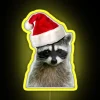 Bright RGB LED Canvas Christmas Raccoon Sign with Vibrant Neon Lighting