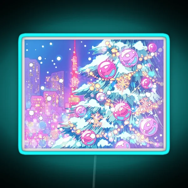 Christmas Tree And Night Tokyo City RGB Neon Sign