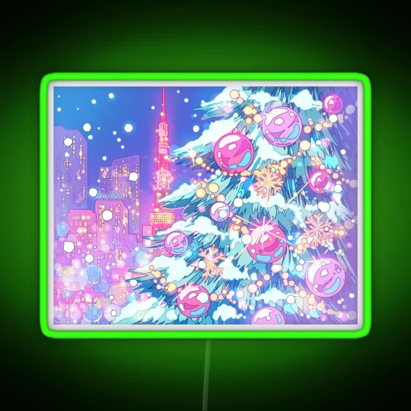 Christmas Tree And Night Tokyo City RGB Neon Sign