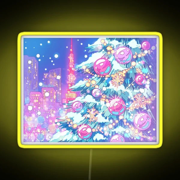 Christmas Tree And Night Tokyo City RGB Neon Sign