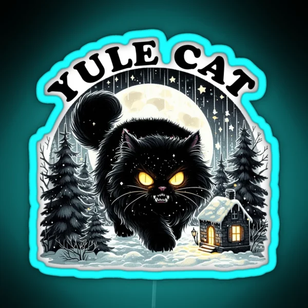 Christmas Yule Cat RGB Neon Sign