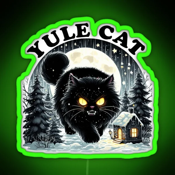 Christmas Yule Cat RGB Neon Sign