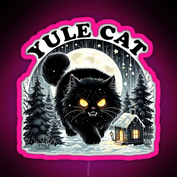 Christmas Yule Cat RGB Neon Sign