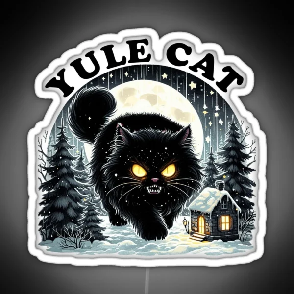 Christmas Yule Cat RGB Neon Sign