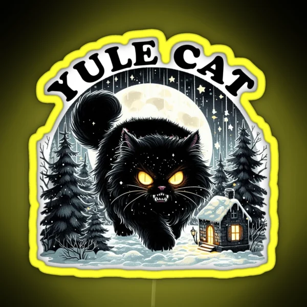 Christmas Yule Cat RGB Neon Sign