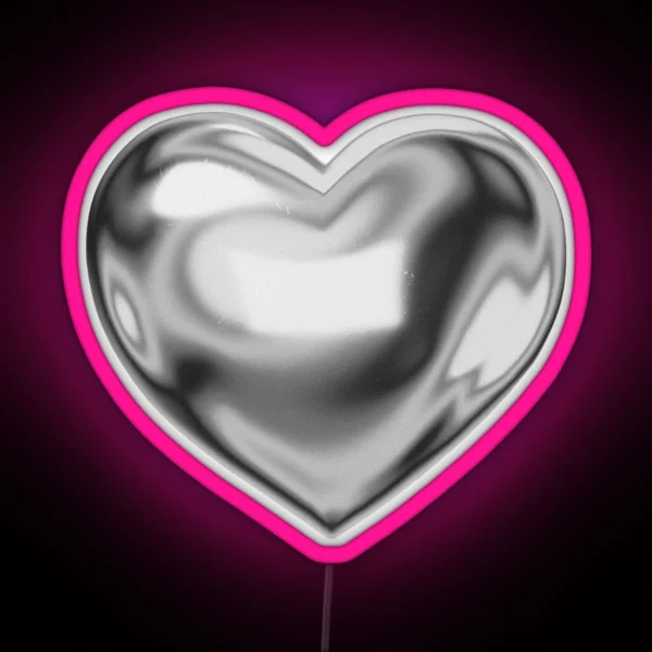 Chrome Metallic Heart RGB Neon Sign