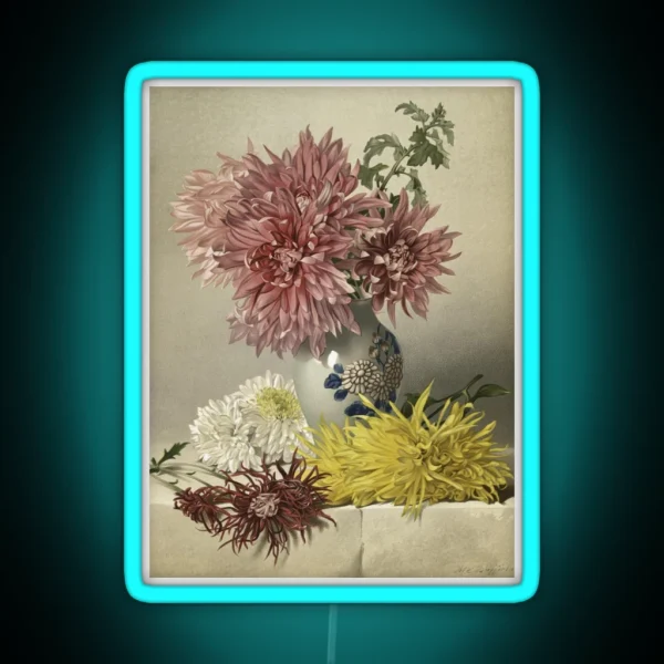 Chrysanthemum And Vase RGB Neon Sign