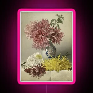 Chrysanthemum And Vase RGB Neon Sign