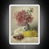 Colorful led chrysanthemum vase decoration with rgb neon lighting display.
