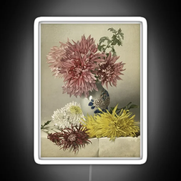 Chrysanthemum And Vase RGB Neon Sign