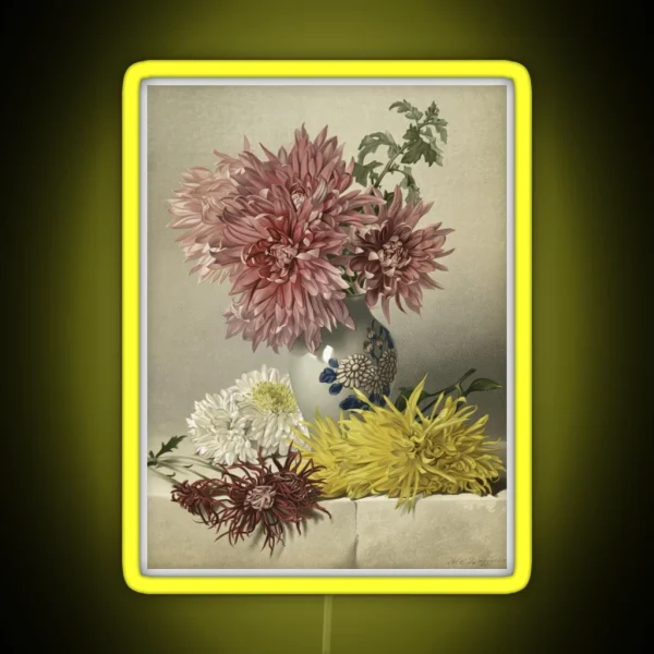 Chrysanthemum And Vase RGB Neon Sign