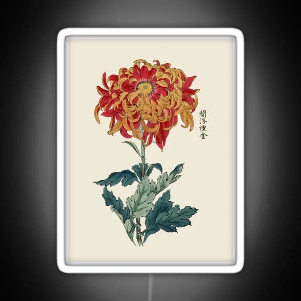 Chrysanthemum Antique Japanese Botanical RGB Neon Sign