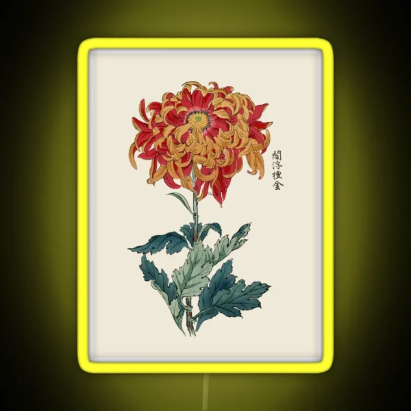 Chrysanthemum Antique Japanese Botanical RGB Neon Sign