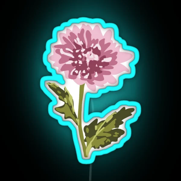 Chrysanthemum Drawing RGB Neon Sign