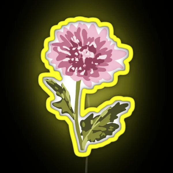Chrysanthemum Drawing RGB Neon Sign