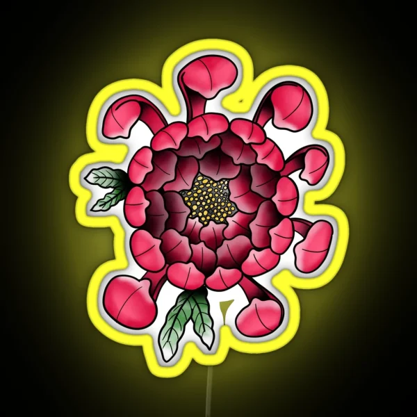 Chrysanthemum Flower In Traditional Style RGB Neon Sign