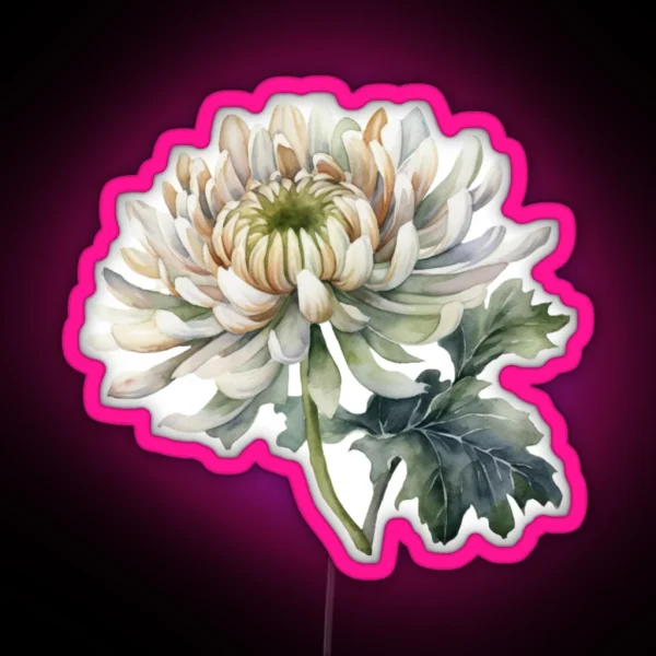 Chrysanthemum Flower RGB Neon Sign