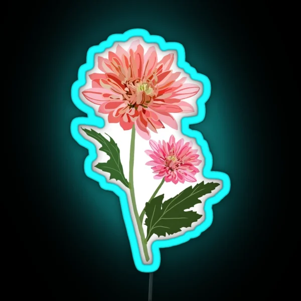 Chrysanthemum November Birth Month Flower Led RGB Neon Sign