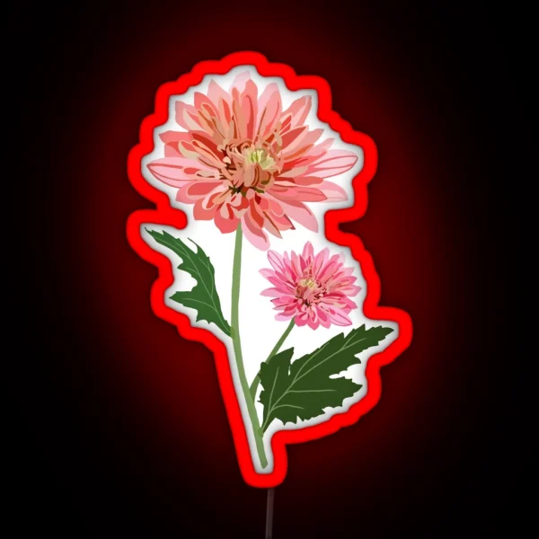 Chrysanthemum November Birth Month Flower Led RGB Neon Sign