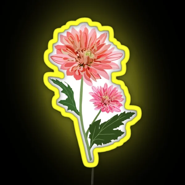 Chrysanthemum November Birth Month Flower Led RGB Neon Sign