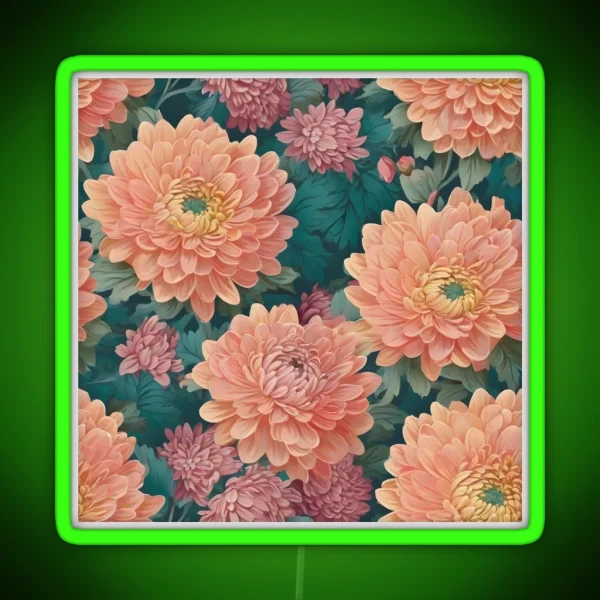 Chrysanthemum Pattern RGB Neon Sign