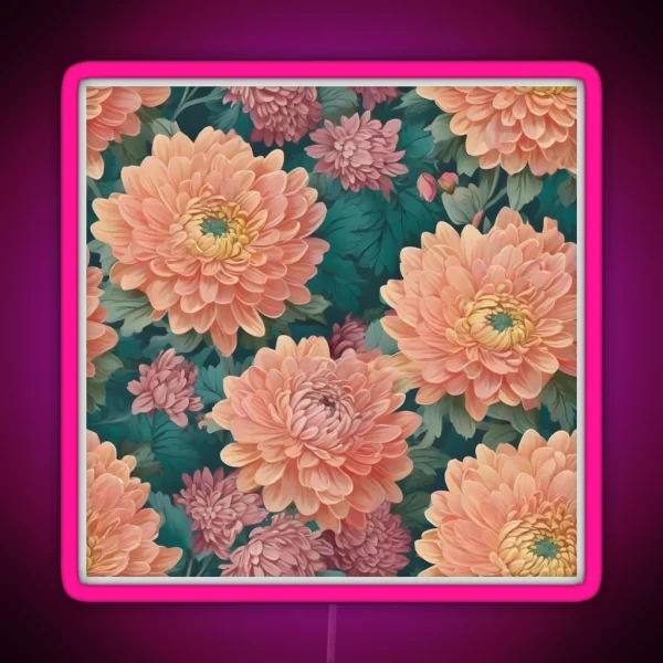 Chrysanthemum Pattern RGB Neon Sign