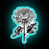 Vibrant Chrysanthemum flower design in multicolor RGB neon light illumination.