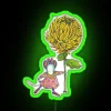 Bright Chrysanthemum flower art in vibrant full color neon signage.