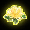 Vintage Chrysanthemum November Birthday Sign with RGB Colorful Neon Lighting Display