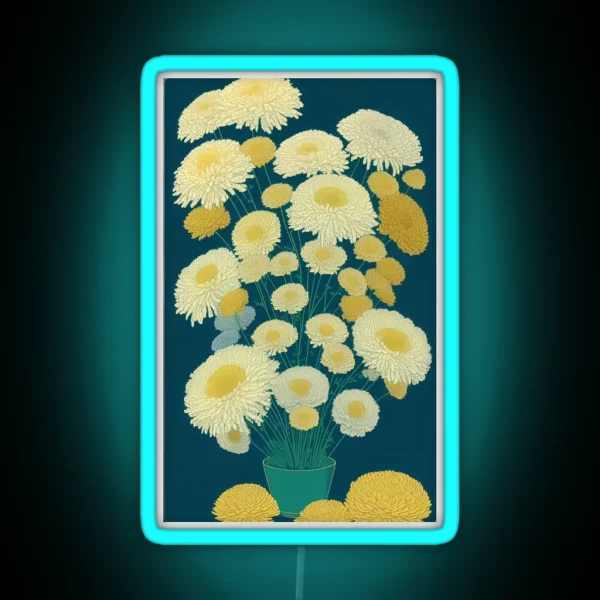 Chrysanthemums Flower Artwork RGB Neon Sign