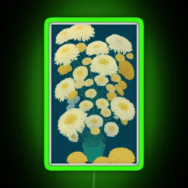 Chrysanthemums Flower Artwork RGB Neon Sign
