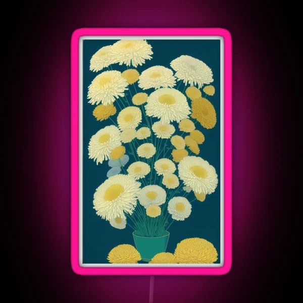 Chrysanthemums Flower Artwork RGB Neon Sign