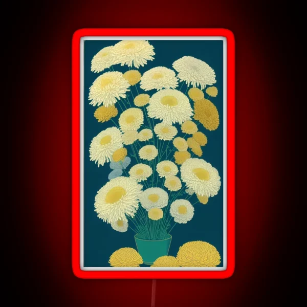 Chrysanthemums Flower Artwork RGB Neon Sign