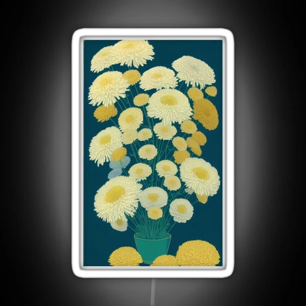 Chrysanthemums Flower Artwork RGB Neon Sign