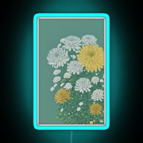 Chrysanthemums Flower Artwork RGB Neon Sign