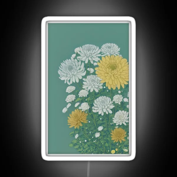 Chrysanthemums Flower Artwork RGB Neon Sign