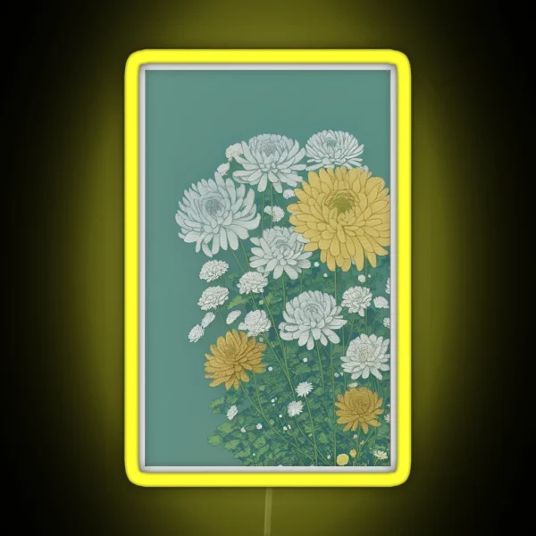 Chrysanthemums Flower Artwork RGB Neon Sign