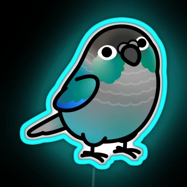 Chubby Green Cheek Conure Turquoise RGB Neon Sign