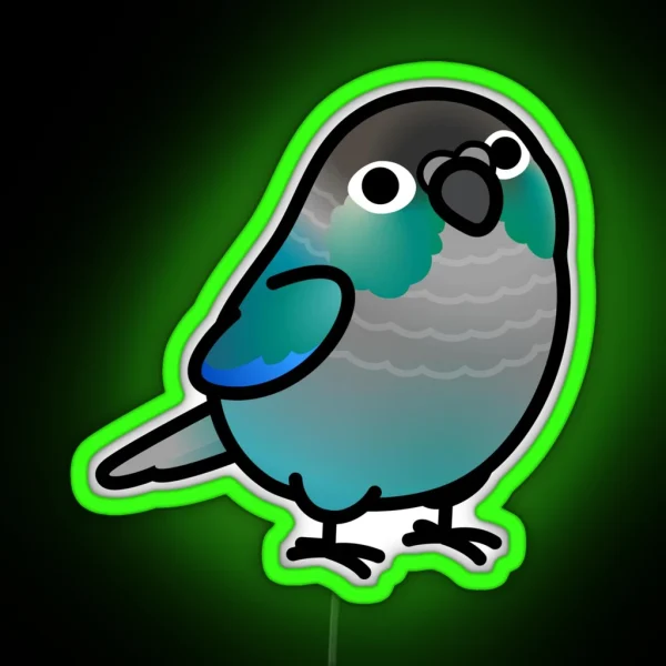 Chubby Green Cheek Conure Turquoise RGB Neon Sign