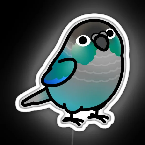 Chubby Green Cheek Conure Turquoise RGB Neon Sign