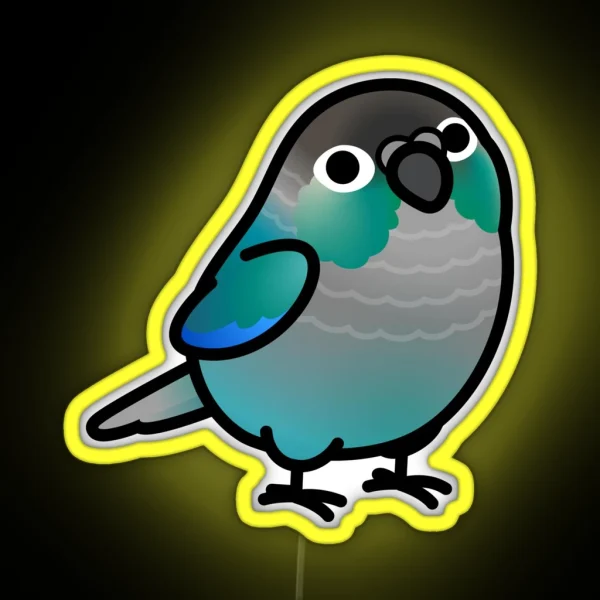 Chubby Green Cheek Conure Turquoise RGB Neon Sign