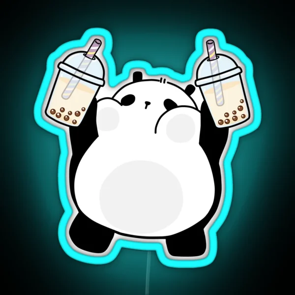 Chubby Little Panda Loves Boba RGB Neon Sign