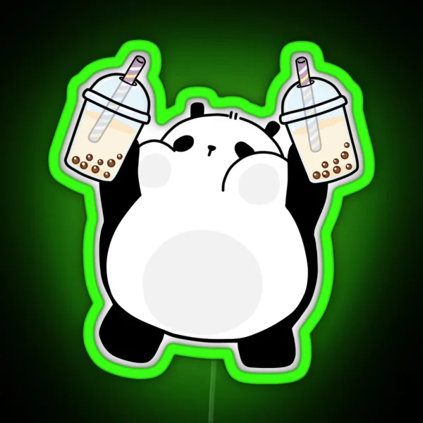 Chubby Little Panda Loves Boba RGB Neon Sign