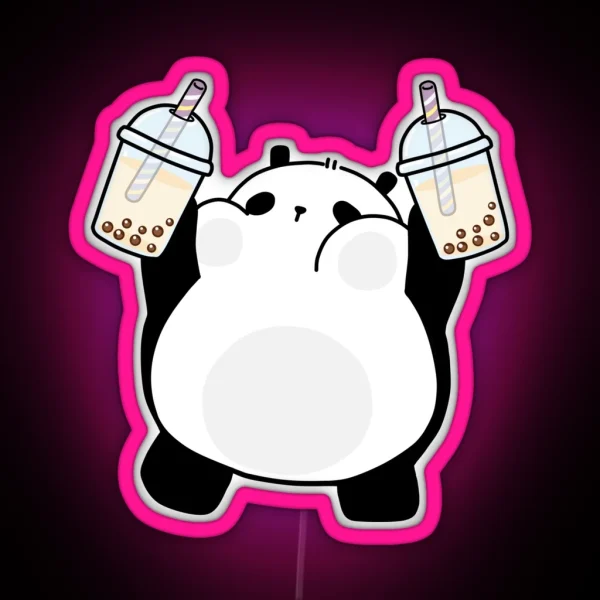 Chubby Little Panda Loves Boba RGB Neon Sign